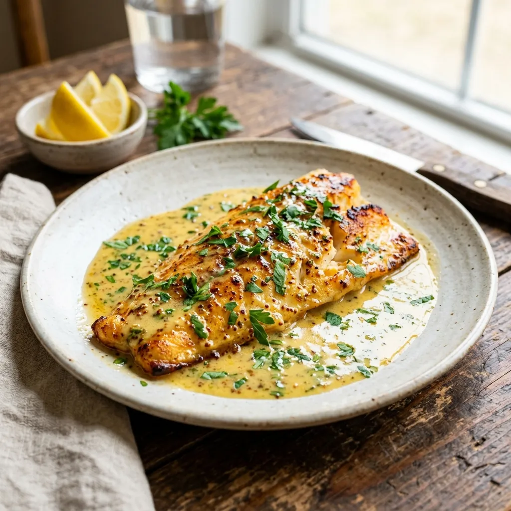 Broiled Fish Fillets With Mustard Butter