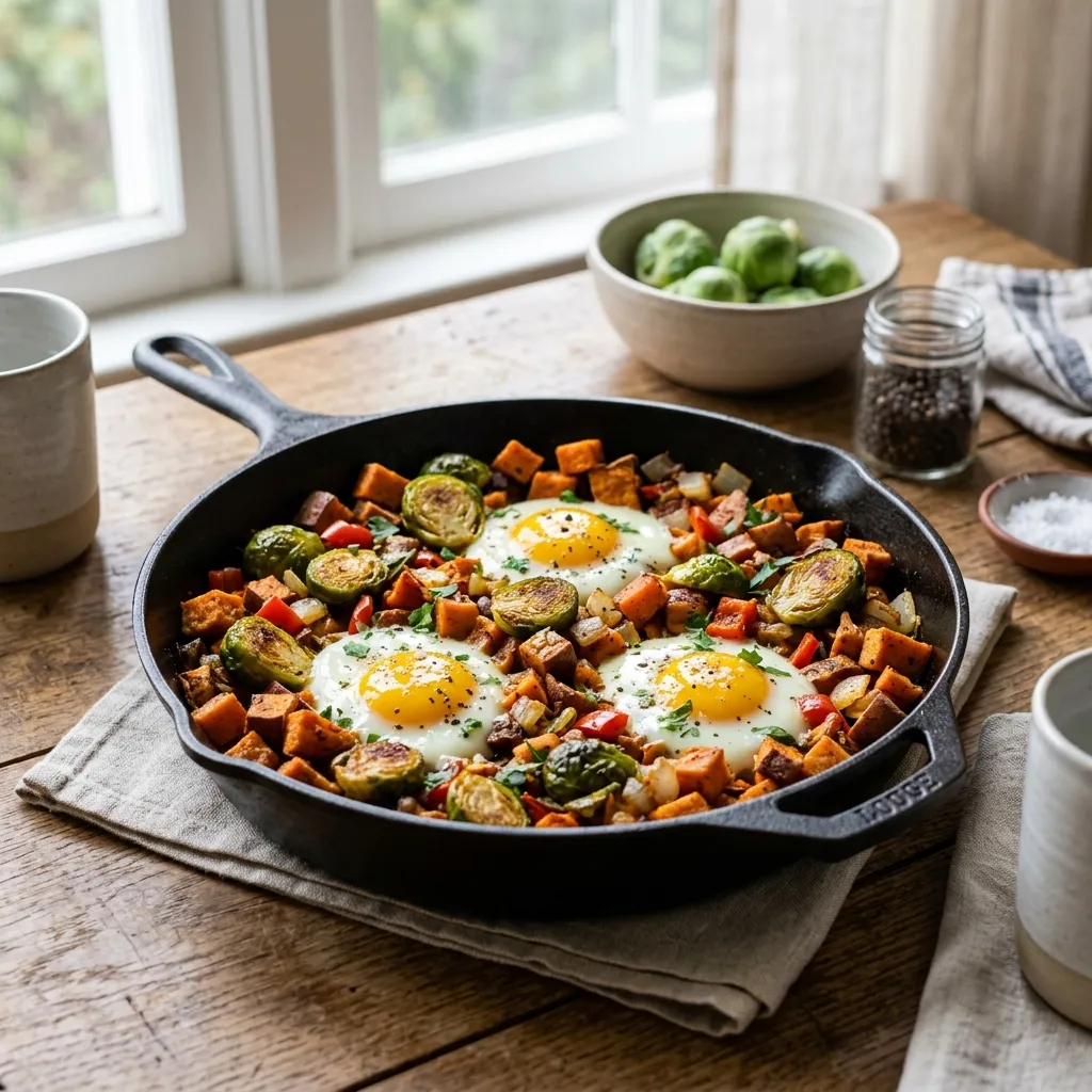 Brussels Sprouts and Sweet Potato Hash