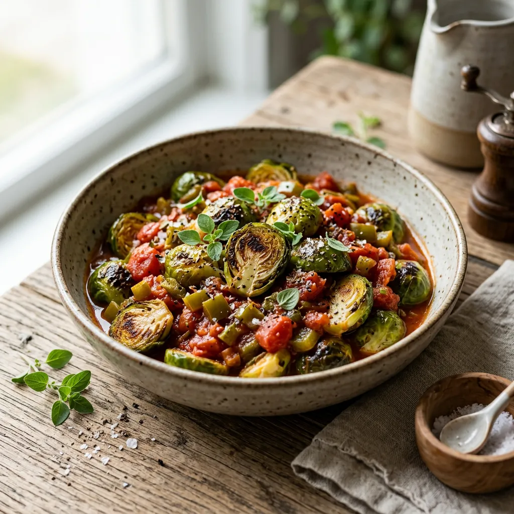 Brussels Sprouts With Stewed Tomatoes