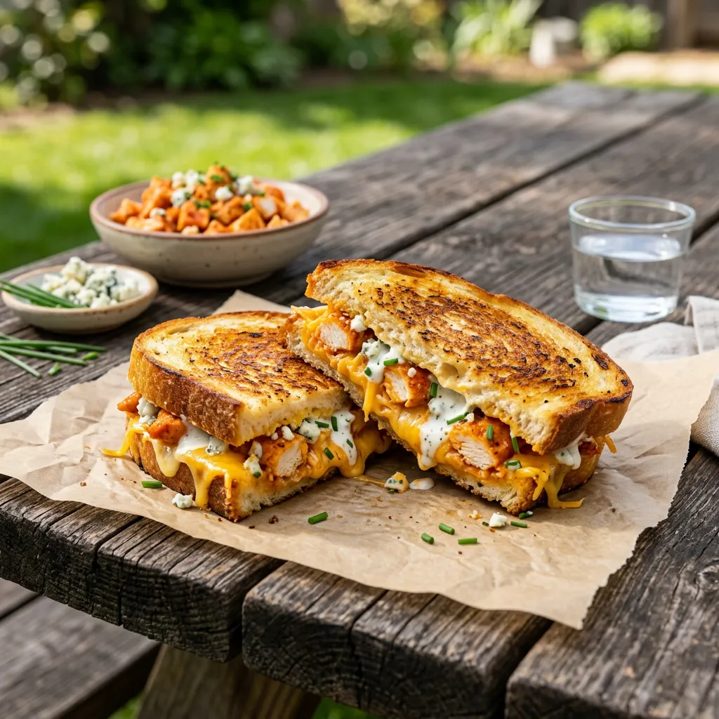 Buffalo Chicken Grilled Cheese Sandwich With Ranch and Blue Cheese Recipe