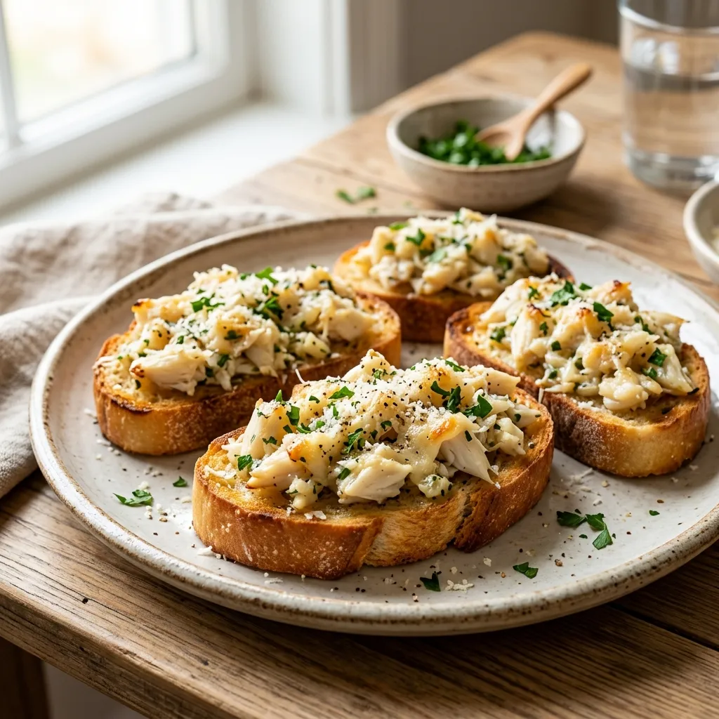 Buttery Garlic Crab Bruschetta Recipe