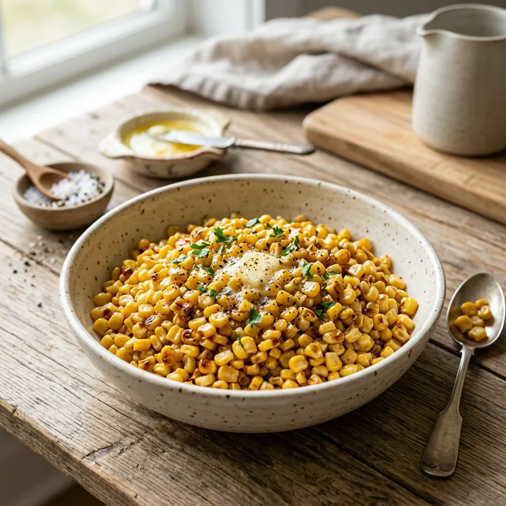 Finished Buttery Southern Fried Corn dish