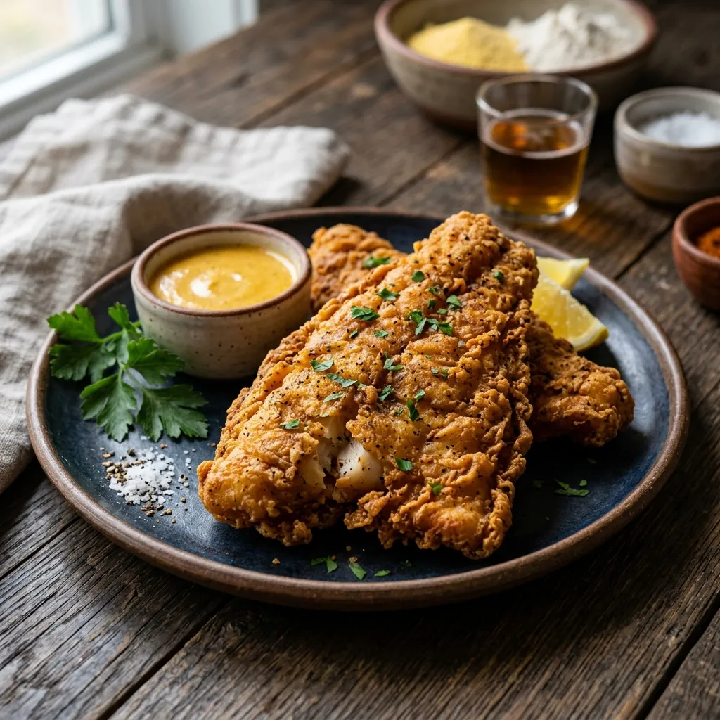 Cajun Seasoned Beer Battered Fried Fish