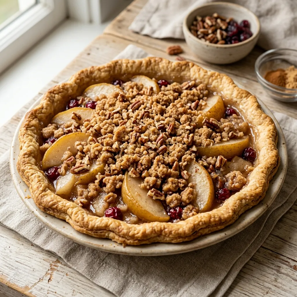 Canned Pear Streusel Pie