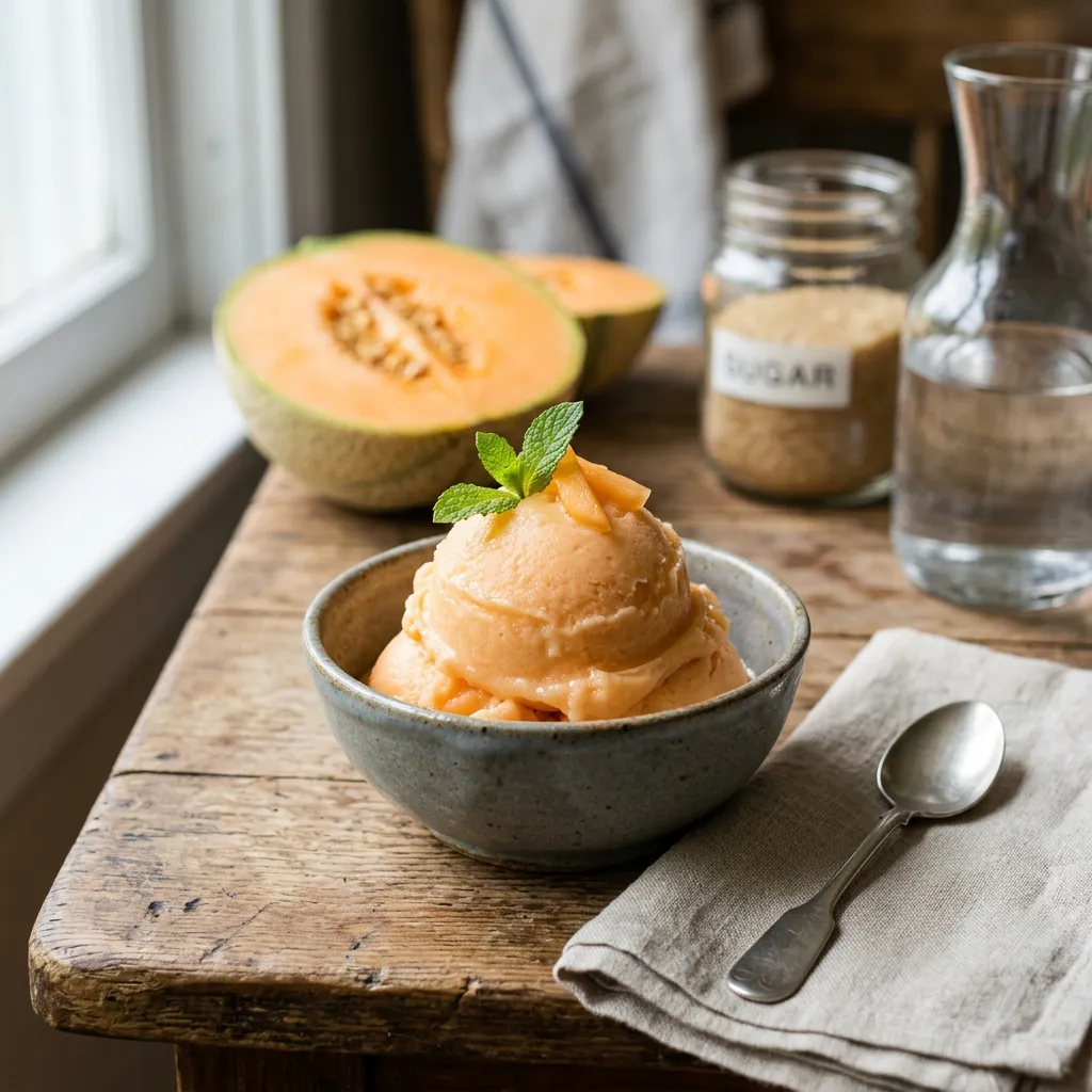 Finished Cantaloupe Sorbet dish
