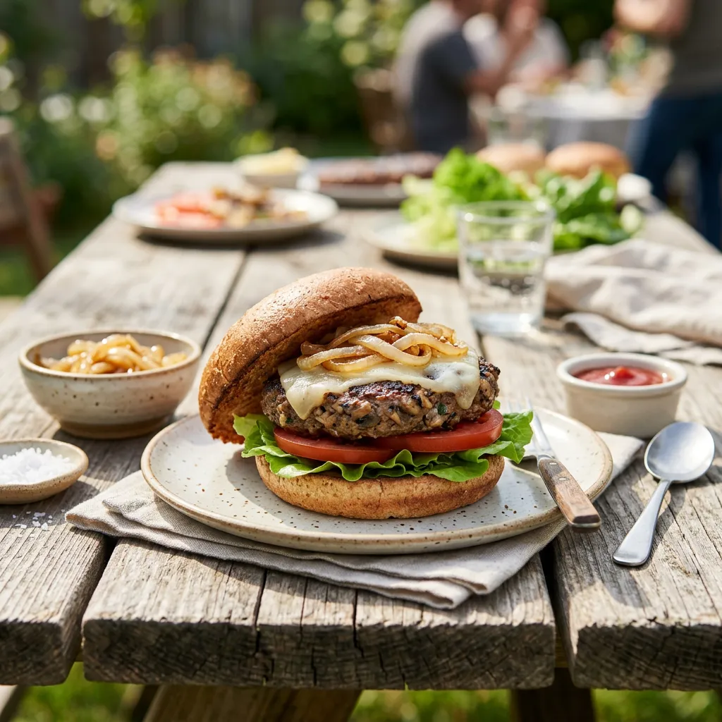 Caramelized Onion and Parmesan Burgers Recipe