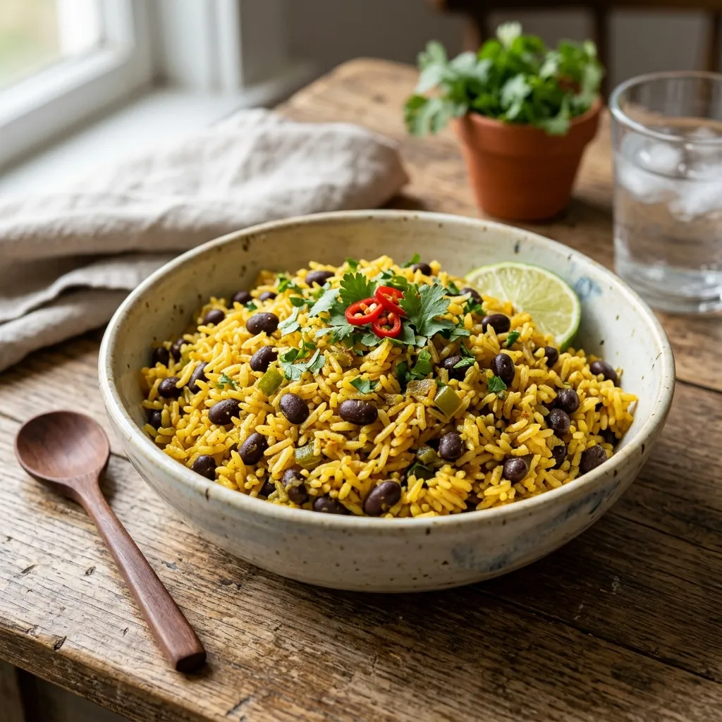 Caribbean-Style Black Beans and Yellow Rice