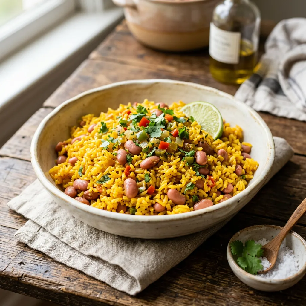 Caribbean Yellow Rice and Pink Beans