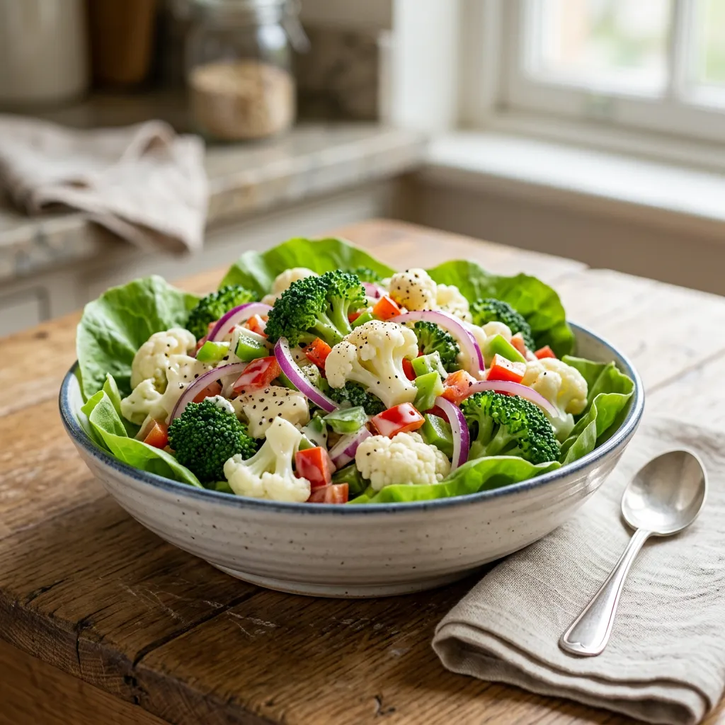 Cauliflower and Broccoli Salad With Mayonnaise Dressing Recipe