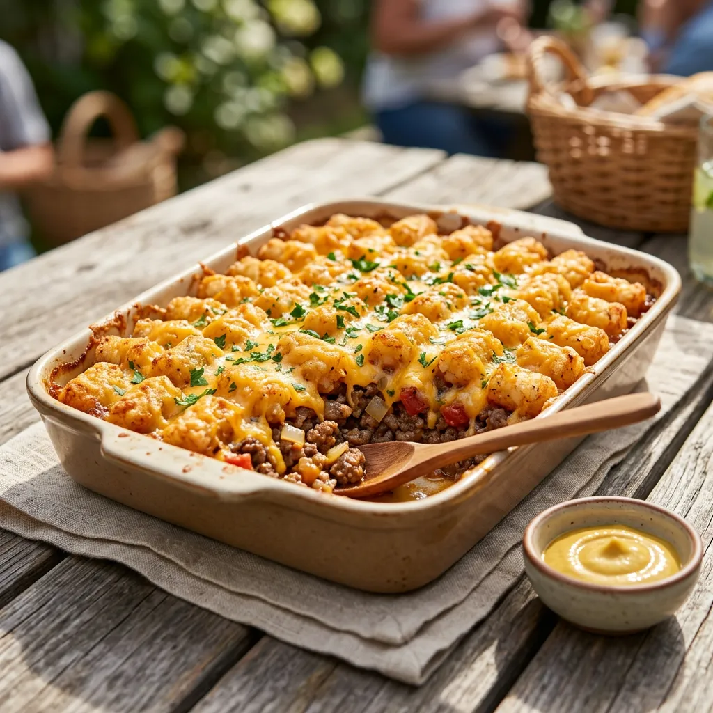 Finished Cheeseburger Casserole Recipe dish