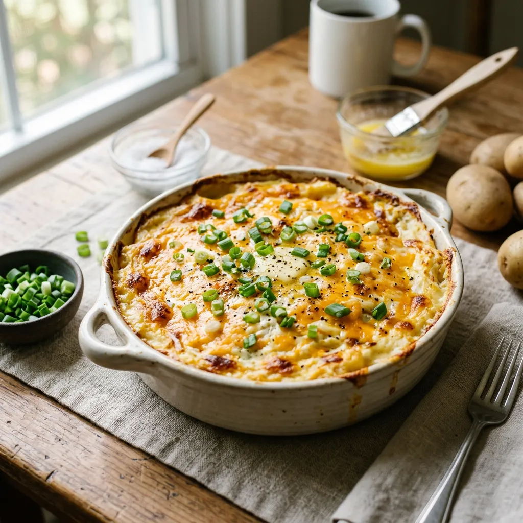 Cheesy Mashed Potato Casserole With Sour Cream