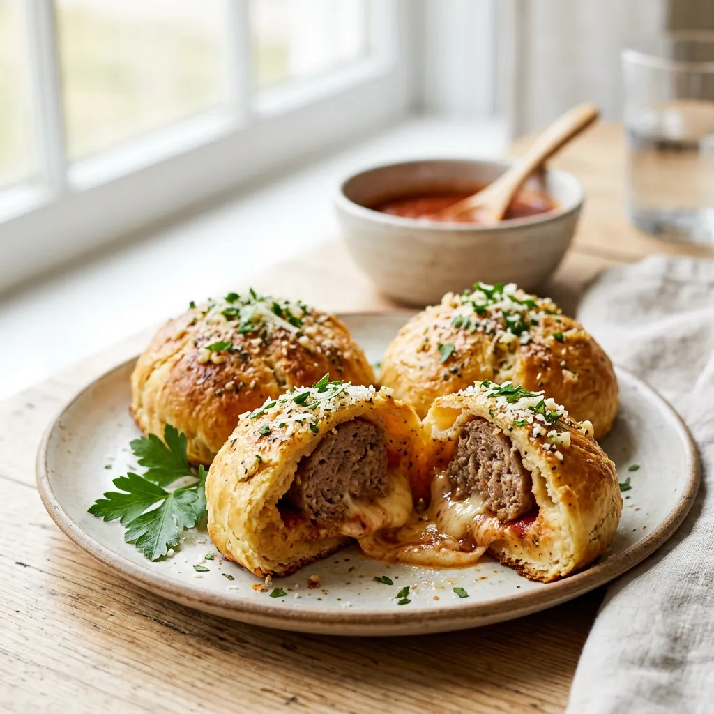 Cheesy Meatball Bombs