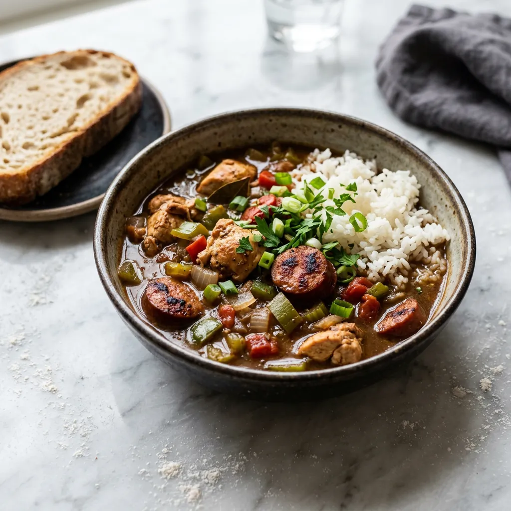 Chicken and Sausage Gumbo With Tomatoes Recipe