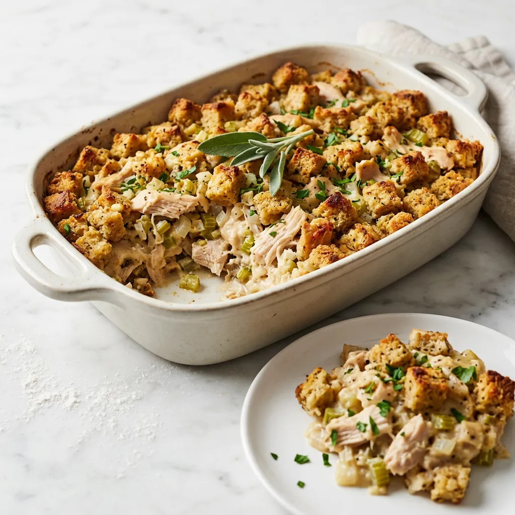 Finished Chicken and Stuffing Bake Recipe dish