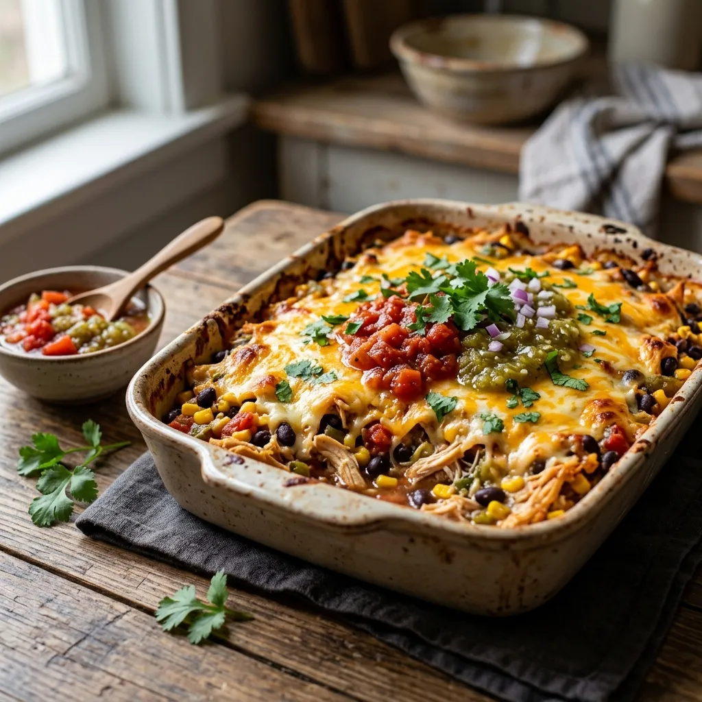 Chicken Casserole With Black Beans, Corn, and Salsa
