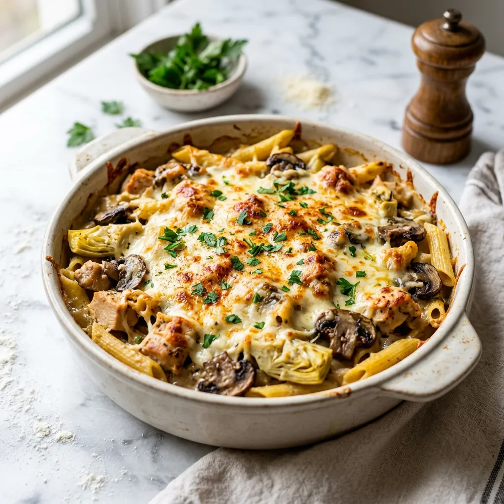 Chicken, Cheese, and Penne Pasta Bake
