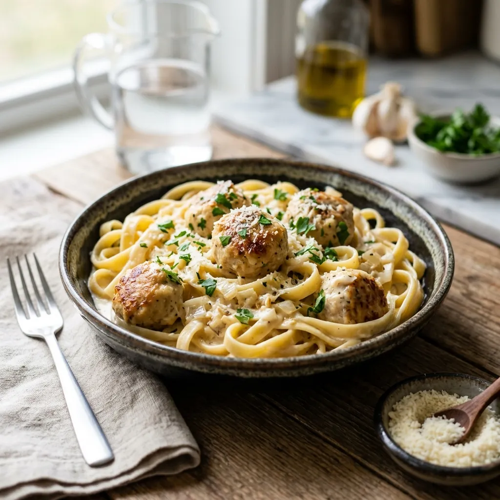 Chicken Meatball Alfredo