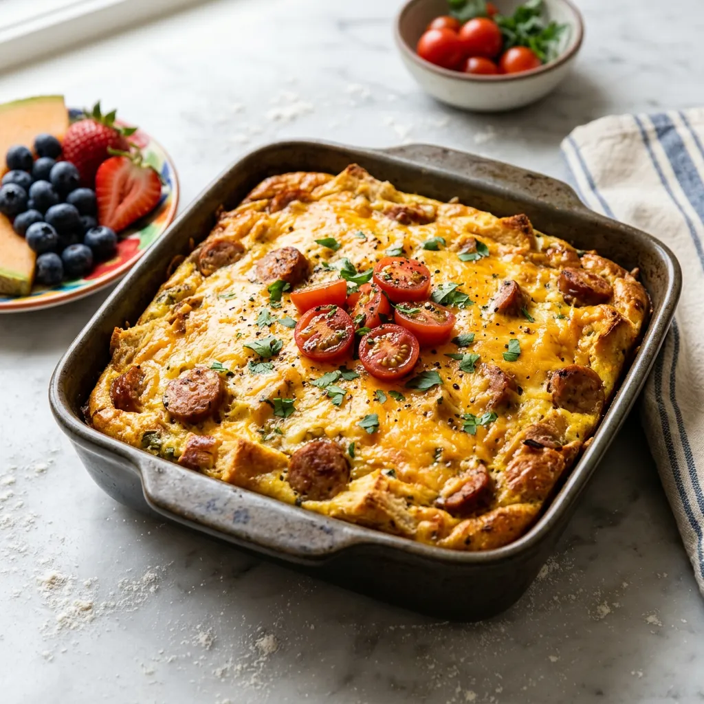 Chicken Sausage Breakfast Egg Bake