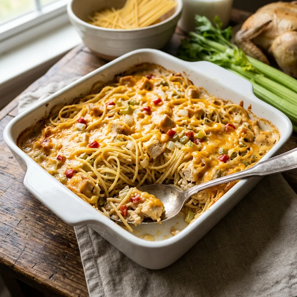 Chicken Spaghetti With Tomato Soup and Cheese