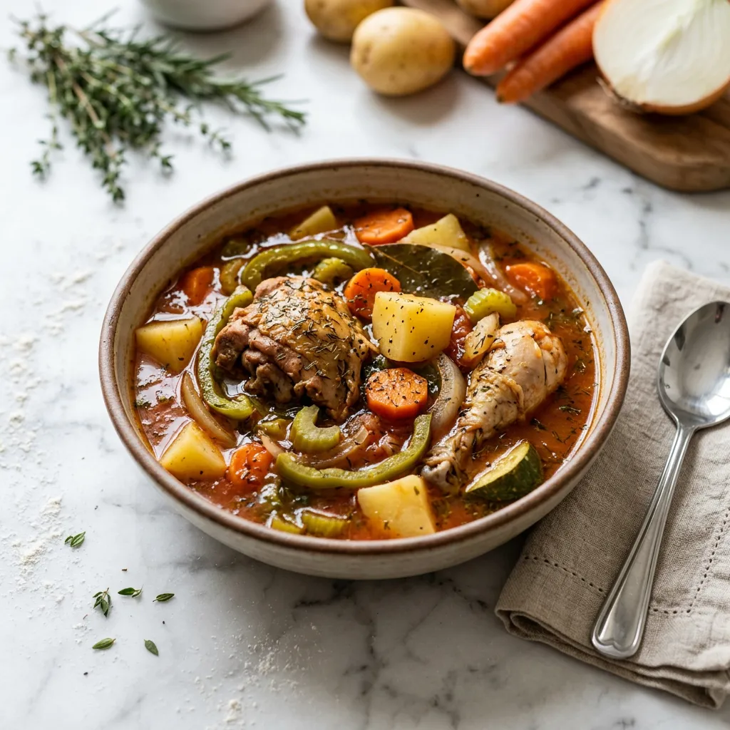 Finished Chicken Stew With Vegetables dish