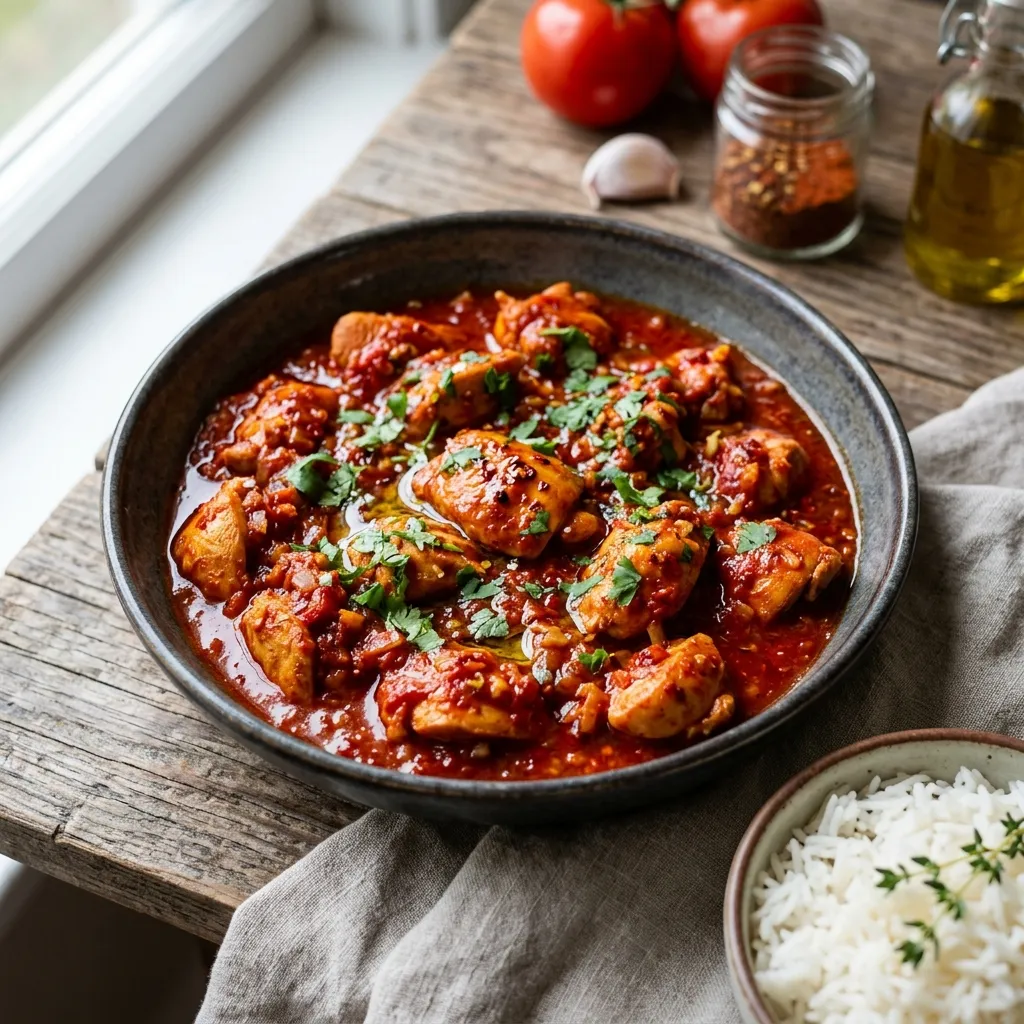 Chicken Stewed in Paprika and Cayenne Pepper Sauce