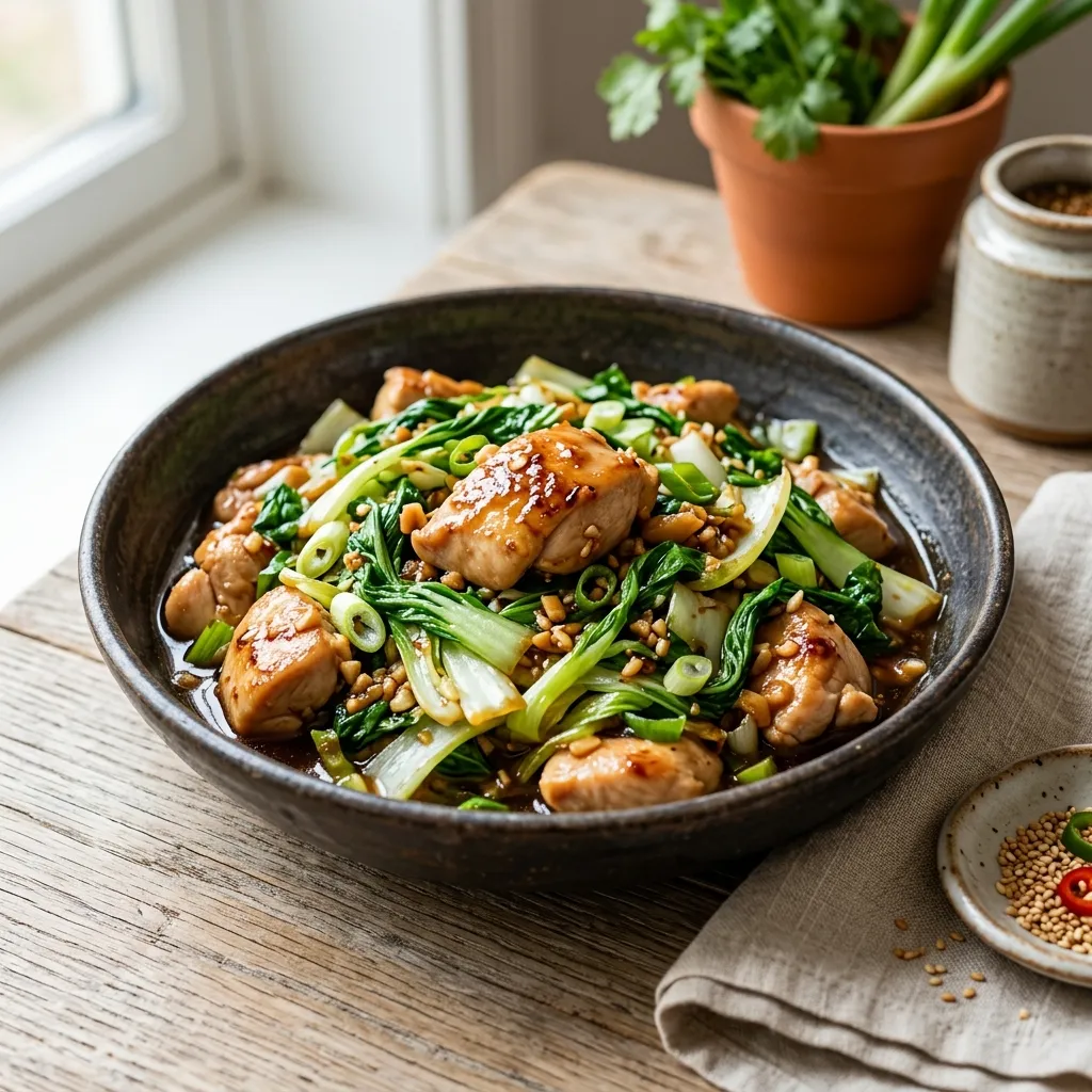 Chicken Stir-fry With Bok Choy and Garlic Sauce