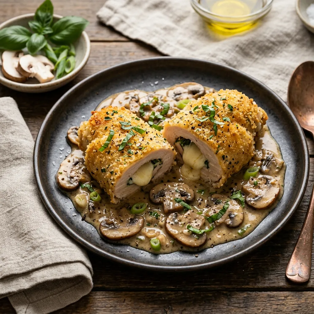 Chicken Stuffed With Basil and Mozzarella Cheese
