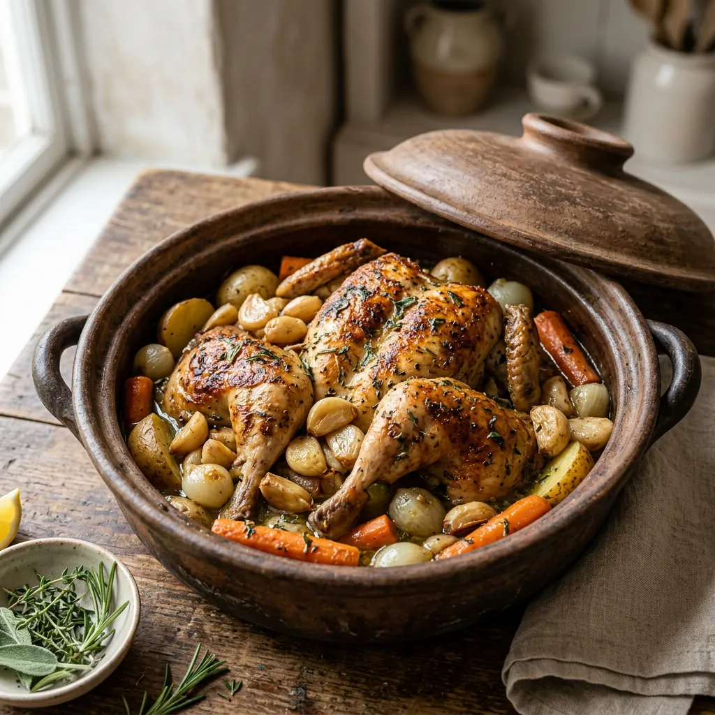 Chicken With Forty Cloves of Garlic (Clay-Pot) Recipe