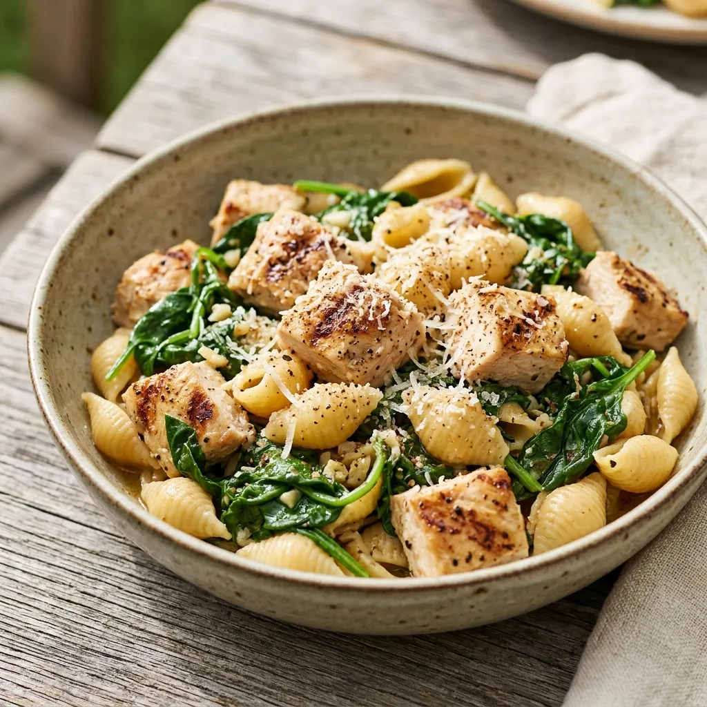 Chicken With Spinach and Pasta