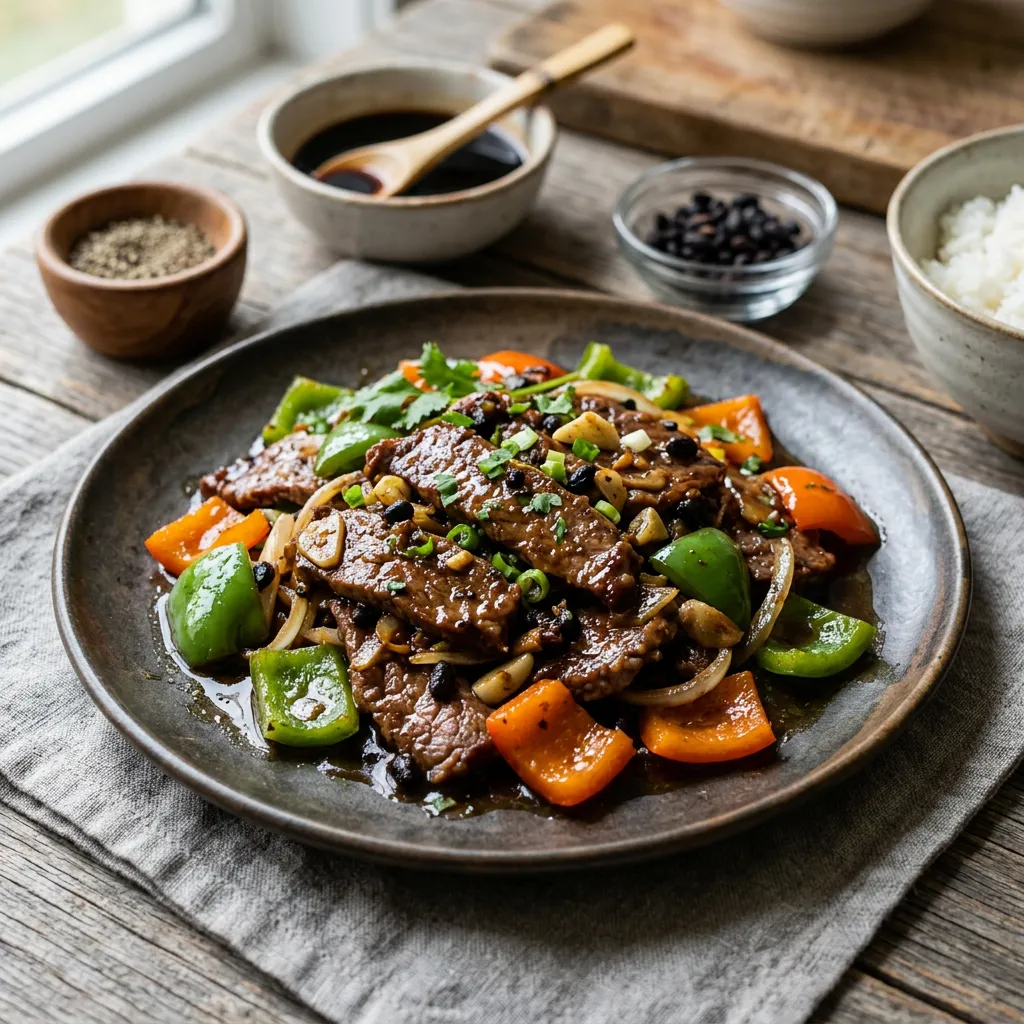 Chinese Beef and Peppers in Black Bean Sauce