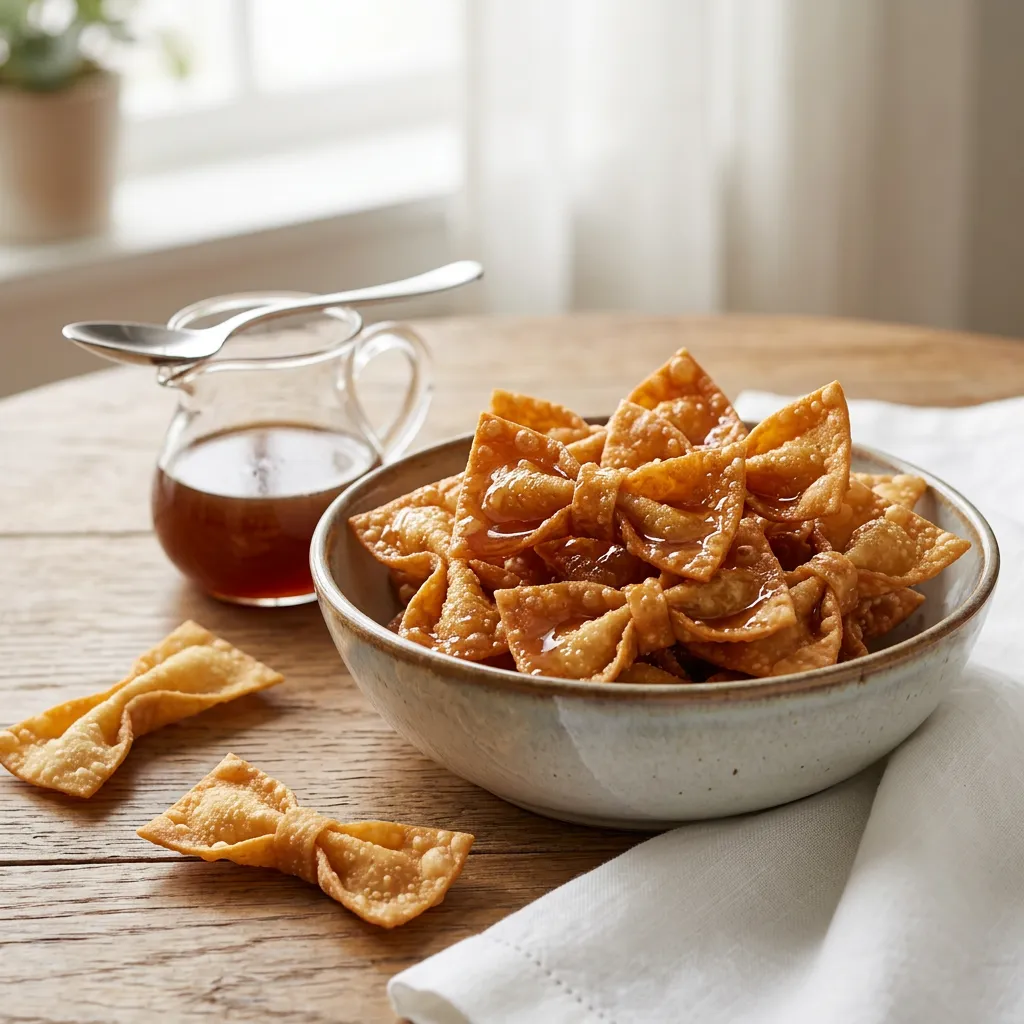 Chinese Bow Tie Dessert With Honey and Brown Sugar