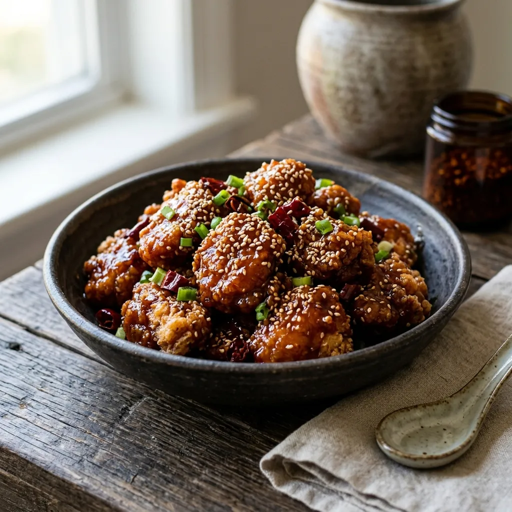 Chinese Sesame Chicken With Garlic and Chili Paste