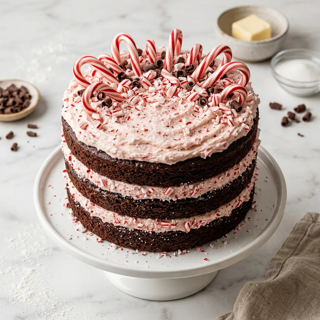 Chocolate Candy Cane Cake