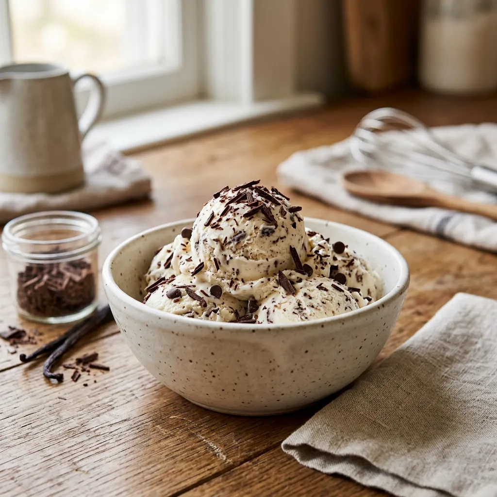 Finished Chocolate Chip Ice Cream dish