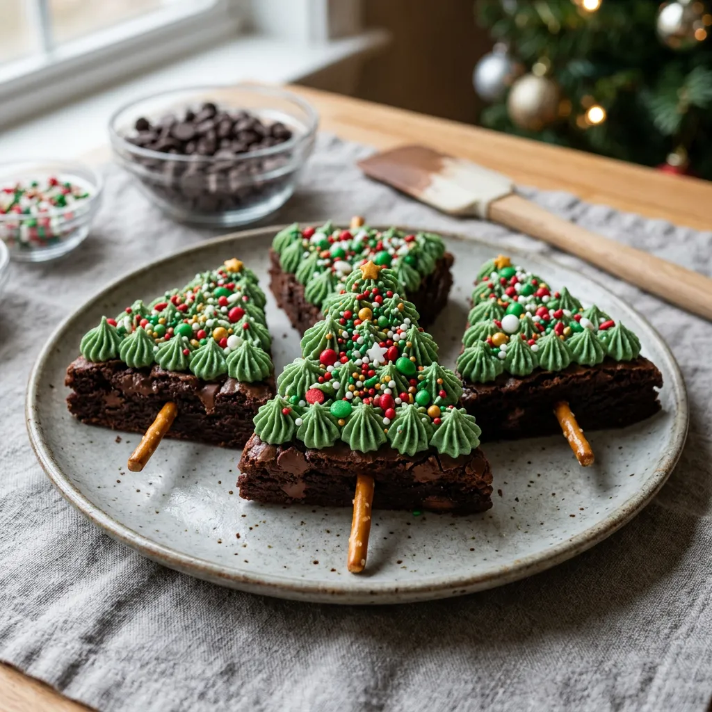 Finished Christmas Tree Brownies Recipe dish