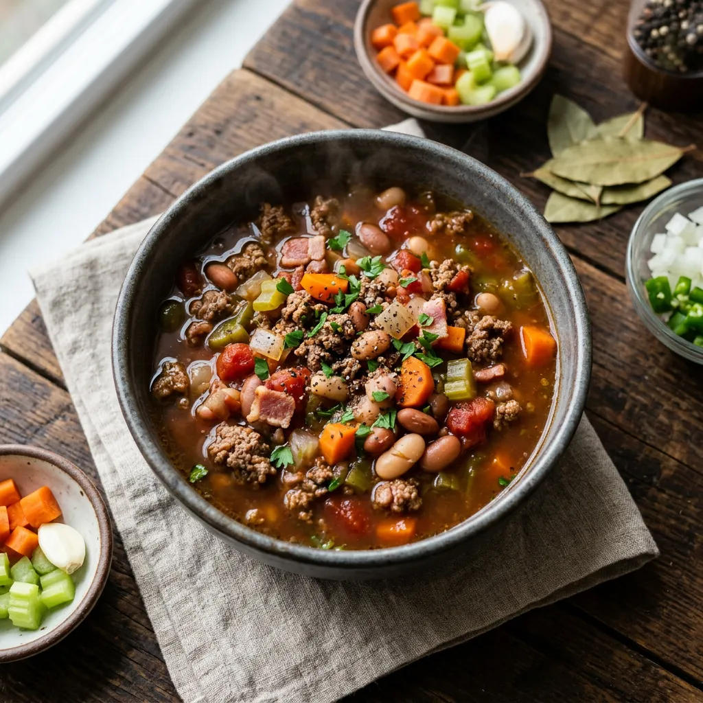Chuckwagon Ground Beef Soup With Beans