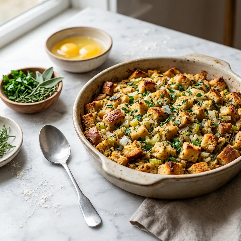 Finished Classic Bread Stuffing dish