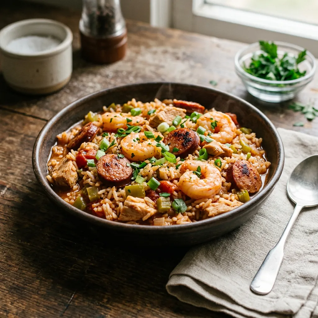 Classic Chicken and Shrimp Jambalaya With Sausage