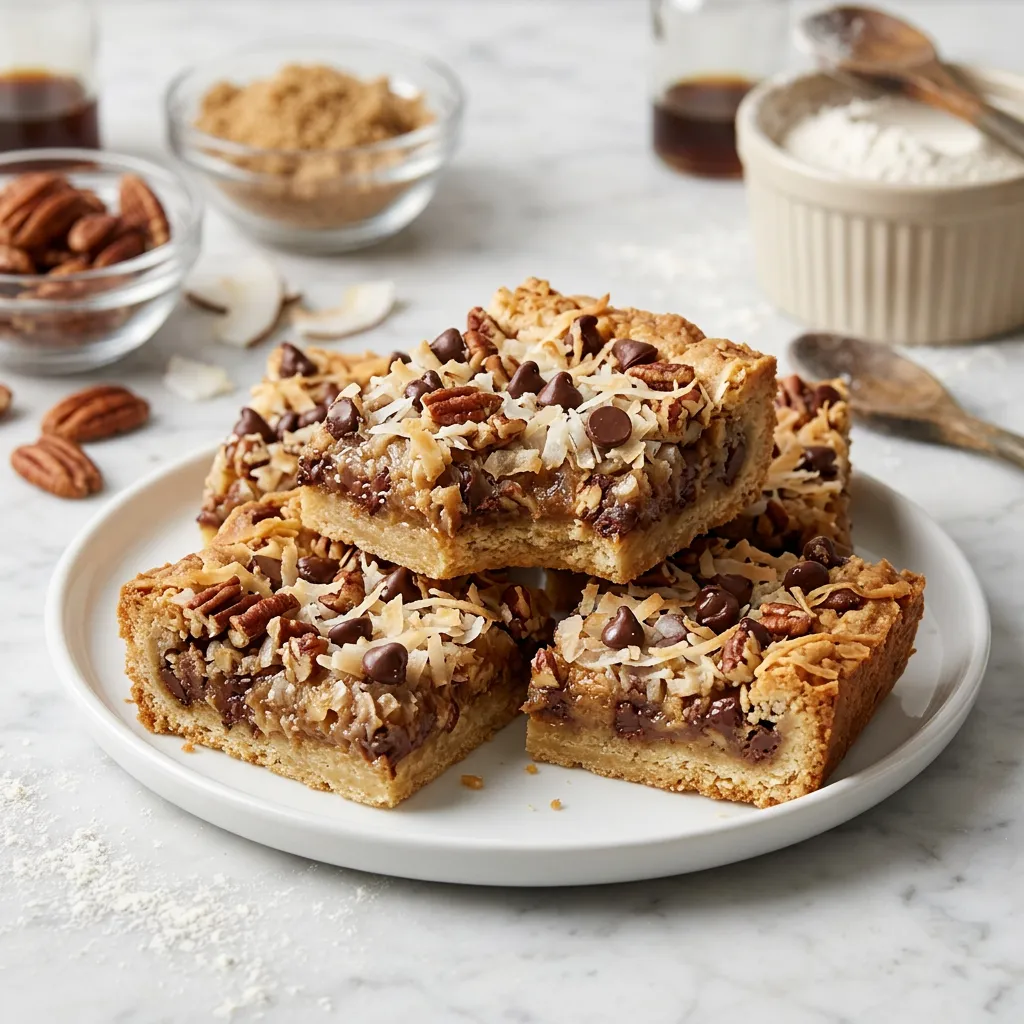 Finished Classic Coconut Dream Bars dish