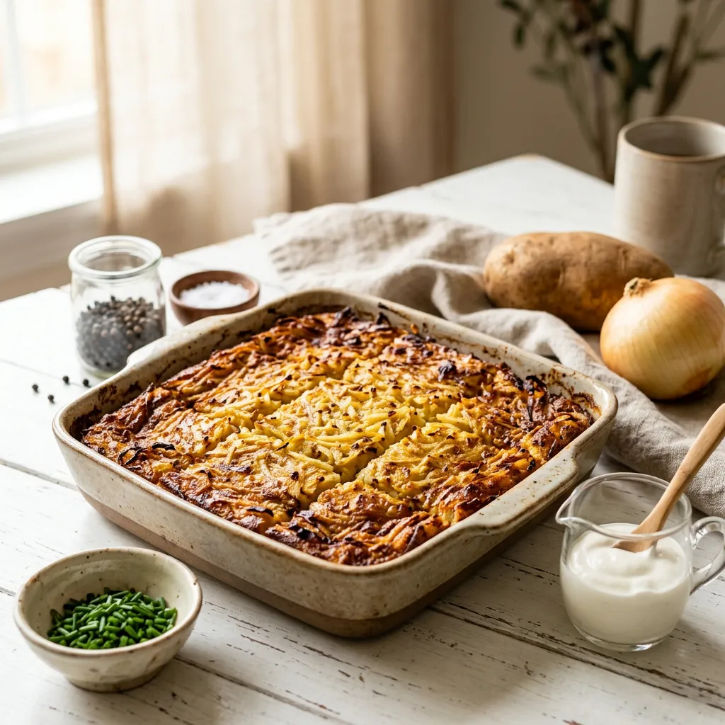 Classic Kosher Potato Kugel Recipe (Pareve)