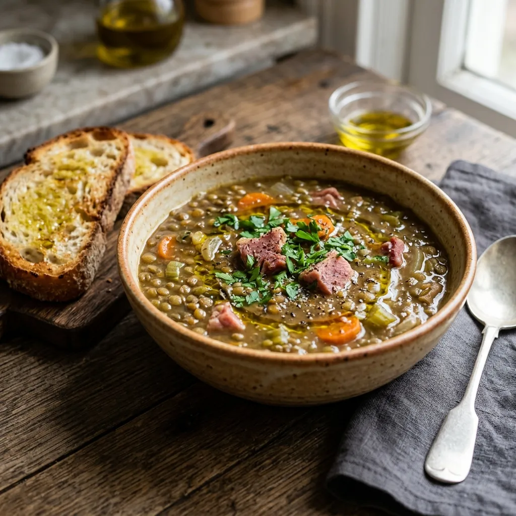 Classic Lentil Soup With Ham
