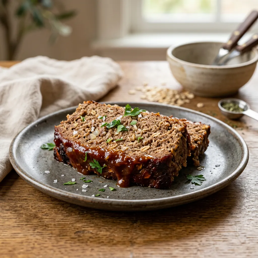 Finished Classic Meatloaf with Oatmeal dish