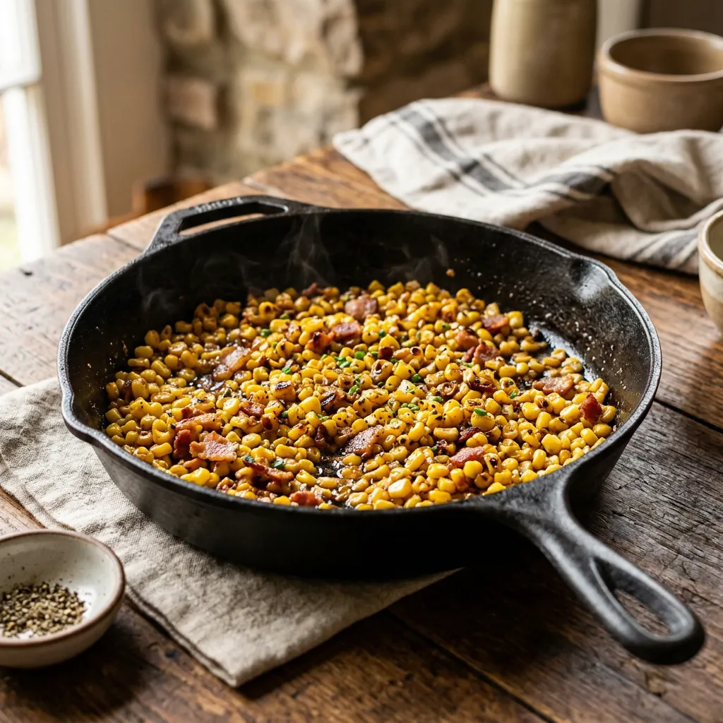 Finished Classic Southern Skillet-Fried Corn dish