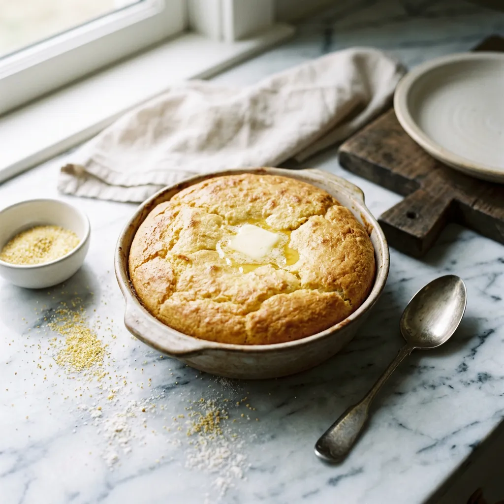 Finished Classic Southern Spoon Bread Recipe dish
