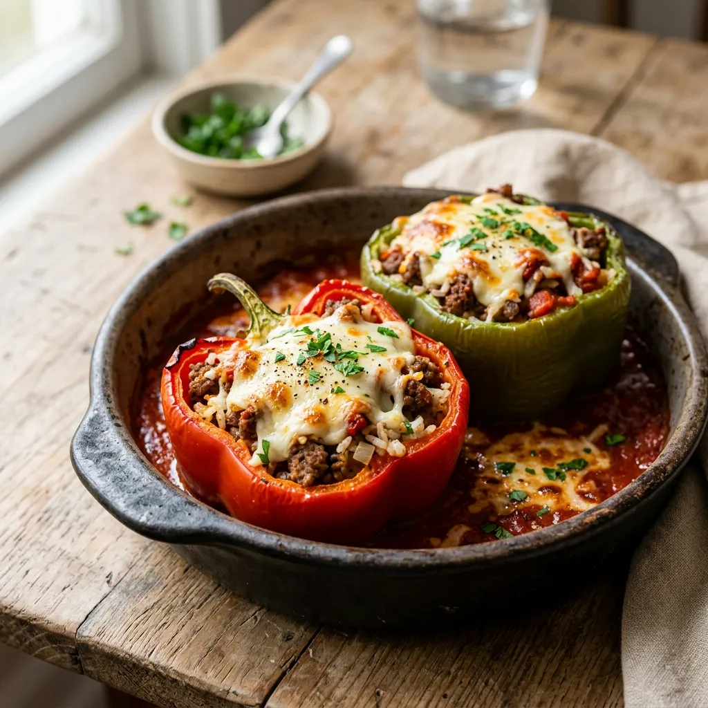 Finished Classic Stuffed Peppers dish