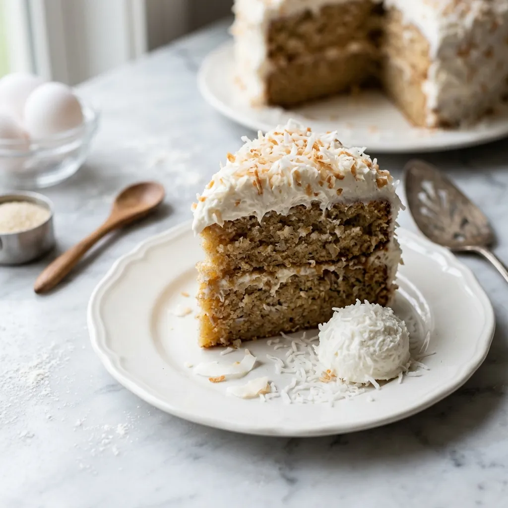 Coconut Cake With Fluffy Coconut Icing