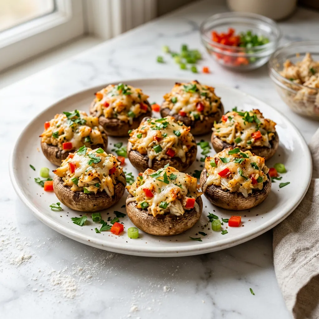 Crab-Stuffed Mushrooms With Parmesan Cheese