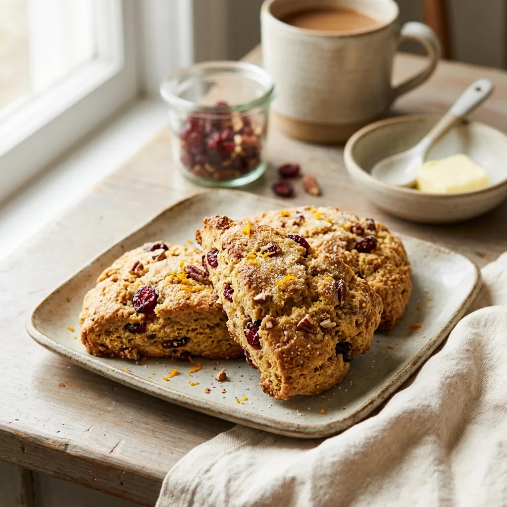 Cranberry Cornmeal Scones With Pecans