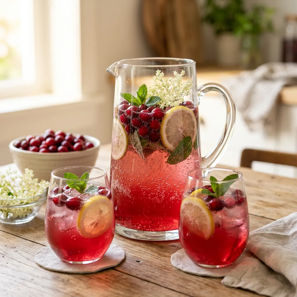 Cranberry Elderflower Champagne Punch