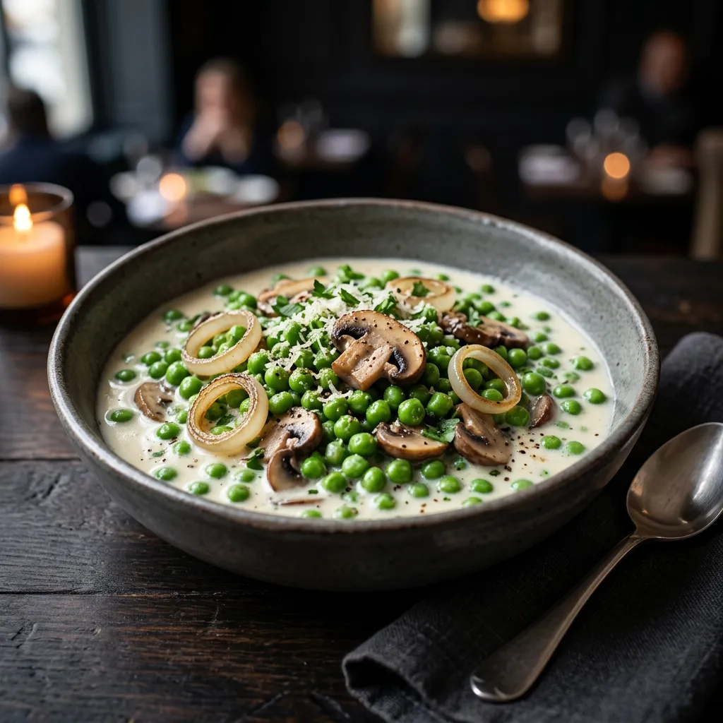 Creamed Peas With Mushrooms and Onions Recipe